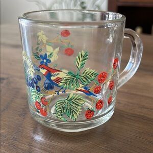 Floral Glass Mug with Bird Design made in Canada 🇨🇦